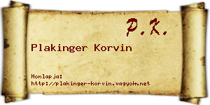 Plakinger Korvin névjegykártya